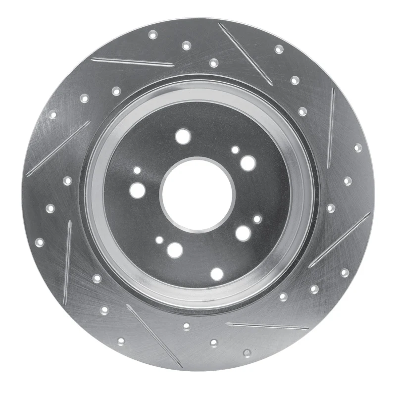 R1 07-17 Acura MDX Rear Left Drilled & Slotted Silver Brake Rotor - Image 4
