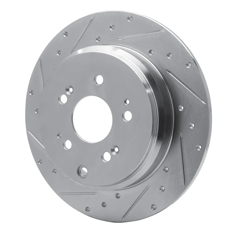 R1 07-17 Acura MDX Rear Left Drilled & Slotted Silver Brake Rotor - Image 5