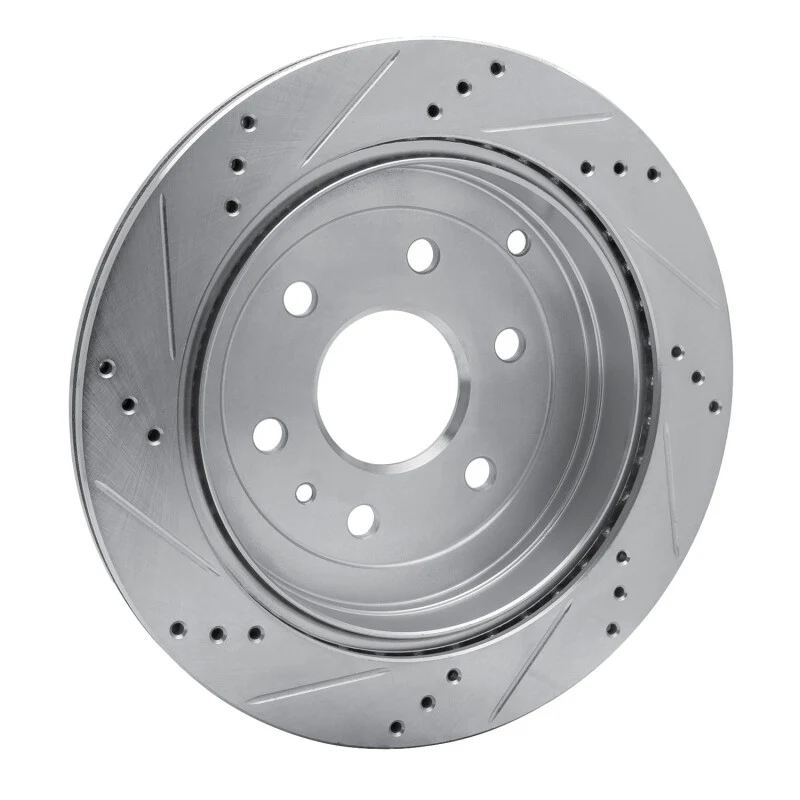 R1 07-17 Buick Enclave Rear Right Drilled & Slotted Silver Brake Rotor - Image 5
