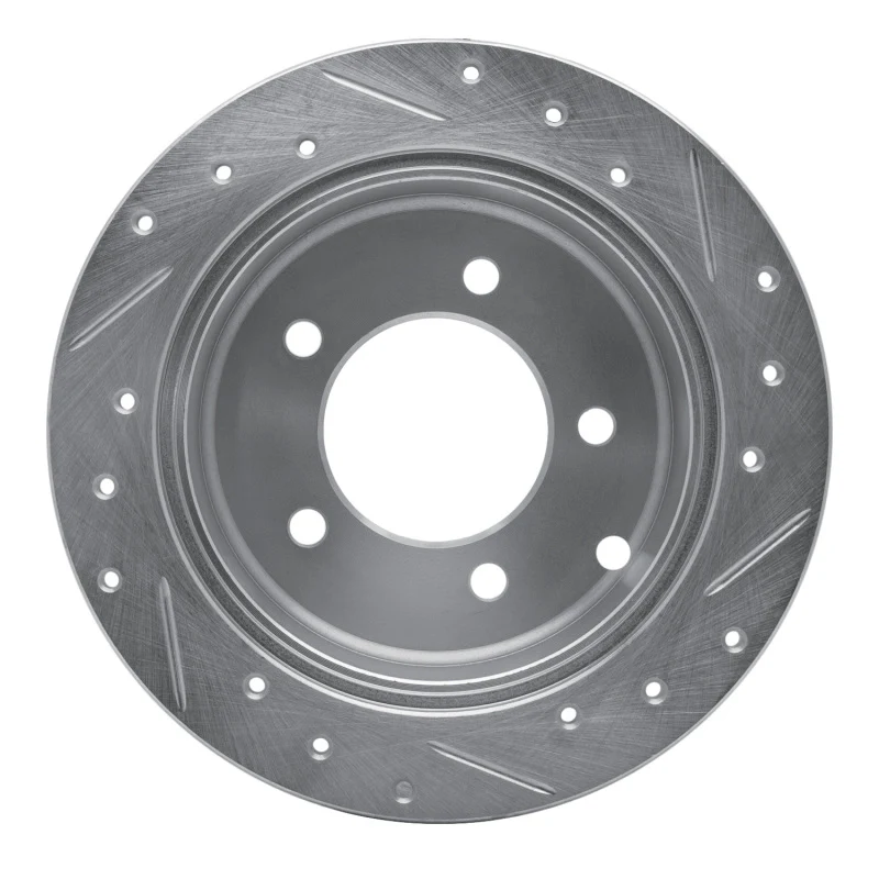 R1 07-17 Chrysler 200 Rear Left Drilled & Slotted Silver Brake Rotor - Image 2
