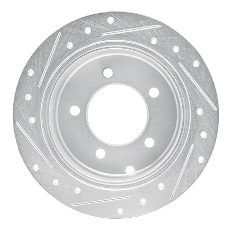 R1 07-17 Chrysler 200 Rear Right Drilled & Slotted Silver Brake Rotor - Image 4