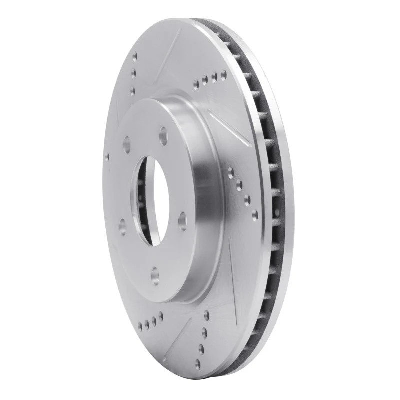 R1 07-17 Dodge CALIBER Front Left Drilled & Slotted Silver Brake Rotor - Image 2