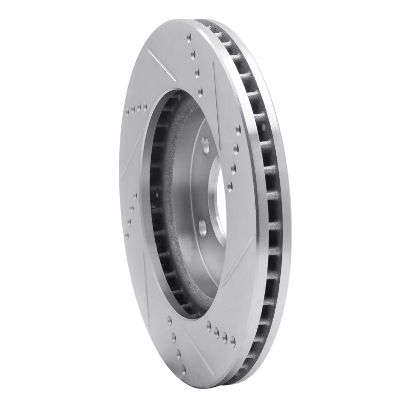 R1 07-17 Dodge CALIBER Front Left Drilled & Slotted Silver Brake Rotor - Image 4