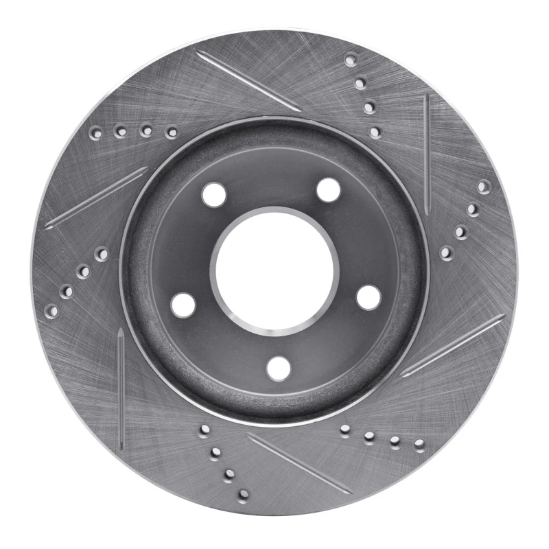 R1 07-17 Dodge CALIBER Front Left Drilled & Slotted Silver Brake Rotor - Image 5