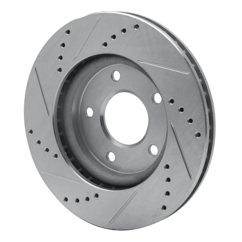 R1 07-17 Dodge CALIBER Front Right Drilled & Slotted Silver Brake Rotor - Image 3