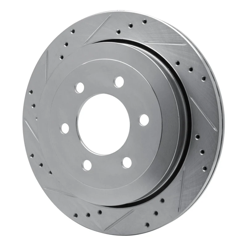 R1 07-17 Ford Expedition Rear Left Drilled & Slotted Silver Brake Rotor - Image 2