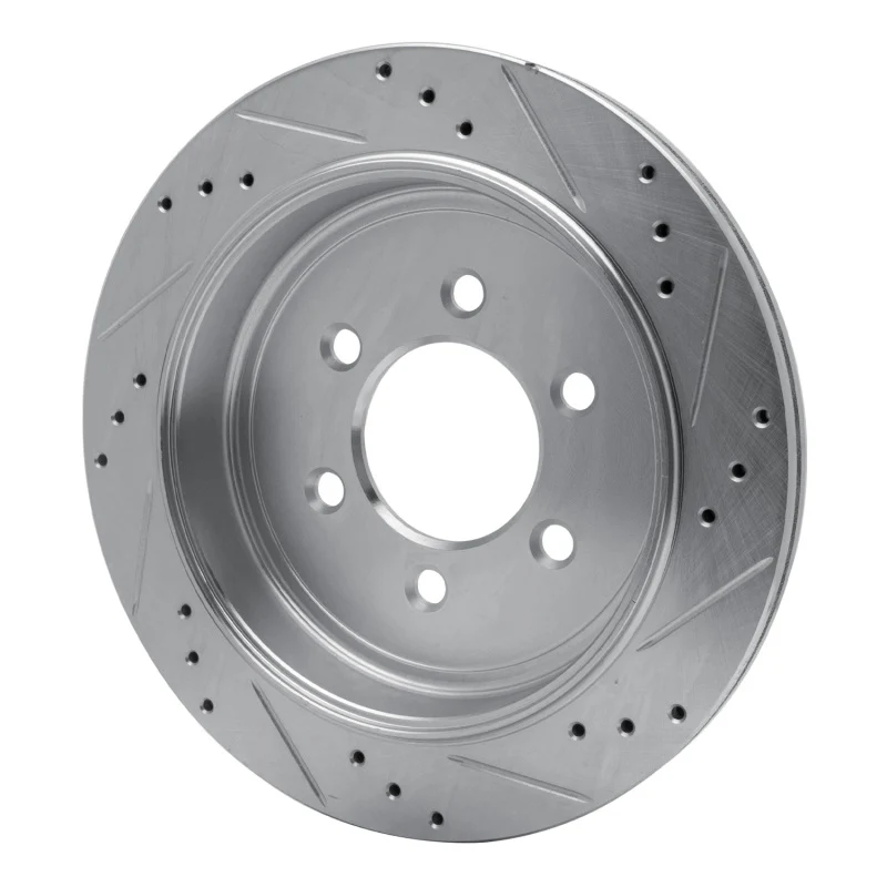R1 07-17 Ford Expedition Rear Left Drilled & Slotted Silver Brake Rotor - Image 5