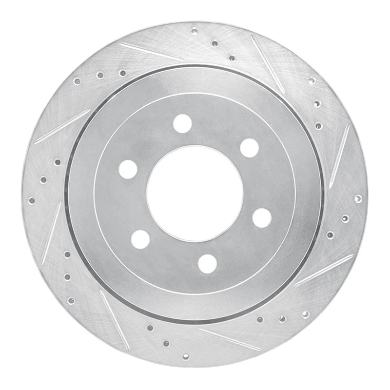 R1 07-17 Ford Expedition Rear Right Drilled & Slotted Silver Brake Rotor