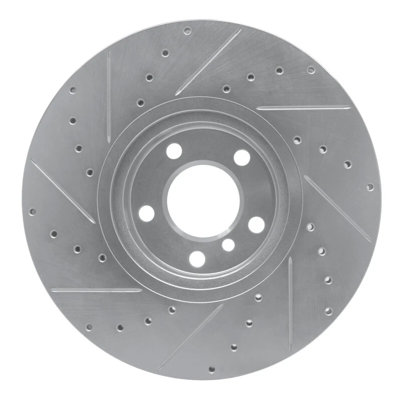R1 07-18 BMW X5 Front Right Drilled & Slotted Silver Brake Rotor - Image 4