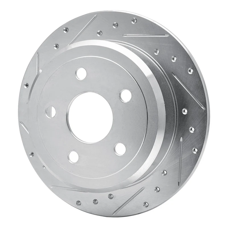 R1 07-18 Jeep Wrangler Rear Left Drilled & Slotted Silver Brake Rotor - Image 5