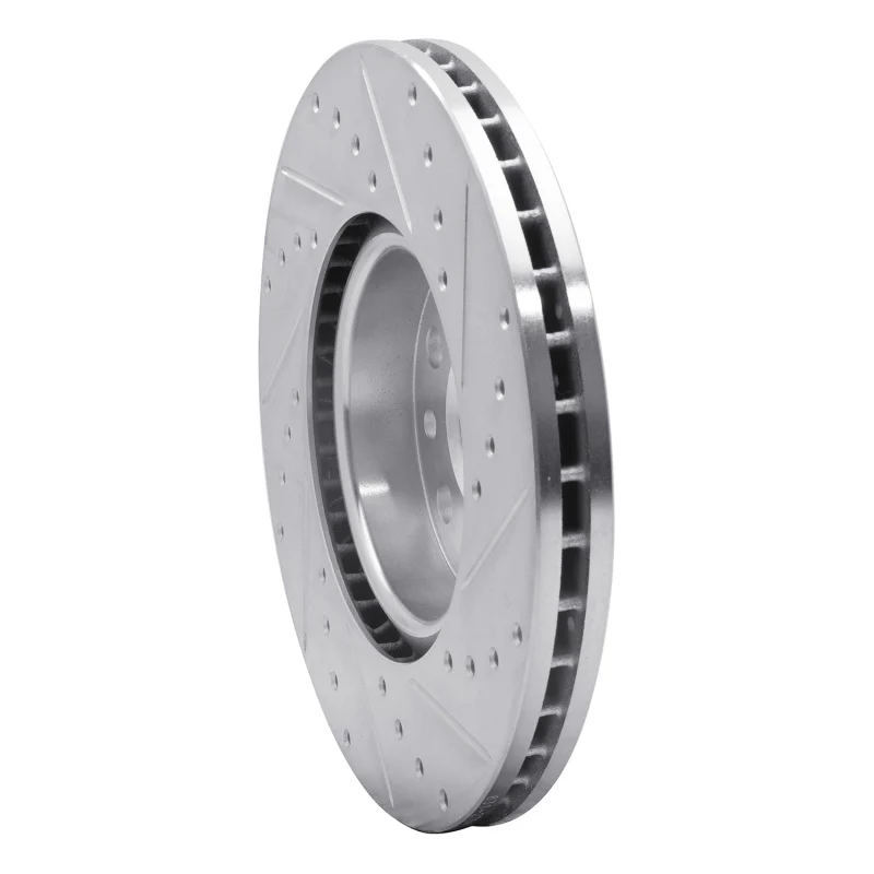 R1 07-18 Land Rover Range Rover Evoque Front Left Drilled & Slotted Silver Brake Rotor - Image 2