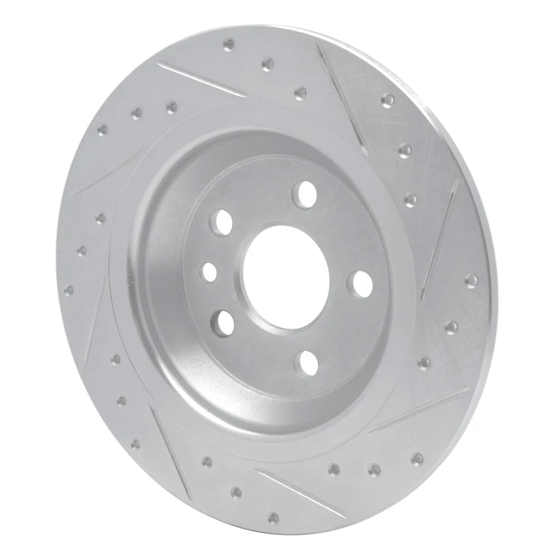 R1 07-18 Volvo V60 Cross Country Rear Left Drilled & Slotted Silver Brake Rotor - Image 3