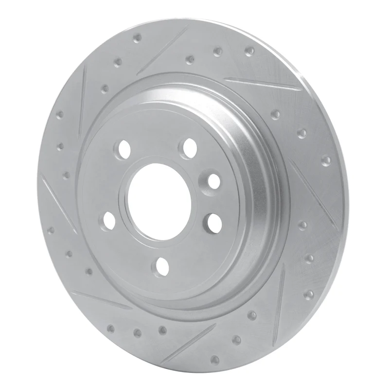 R1 07-18 Volvo V60 Cross Country Rear Left Drilled & Slotted Silver Brake Rotor - Image 4