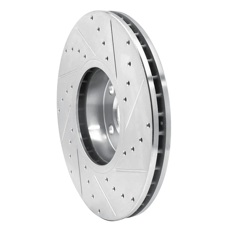 R1 07-19 BMW X5 Front Left Drilled & Slotted Silver Brake Rotor - Image 3