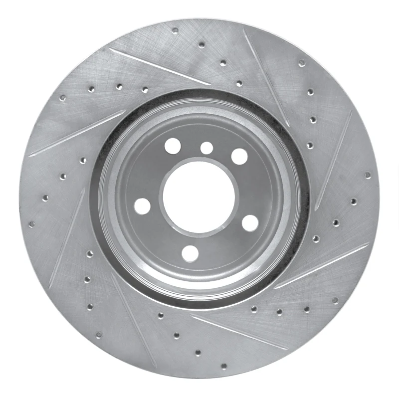 R1 07-19 BMW X5 Rear Left Drilled & Slotted Silver Brake Rotor - Image 5