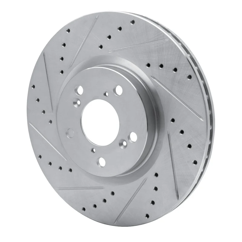 R1 07-20 Acura MDX Front Left Drilled & Slotted Silver Brake Rotor - Image 5