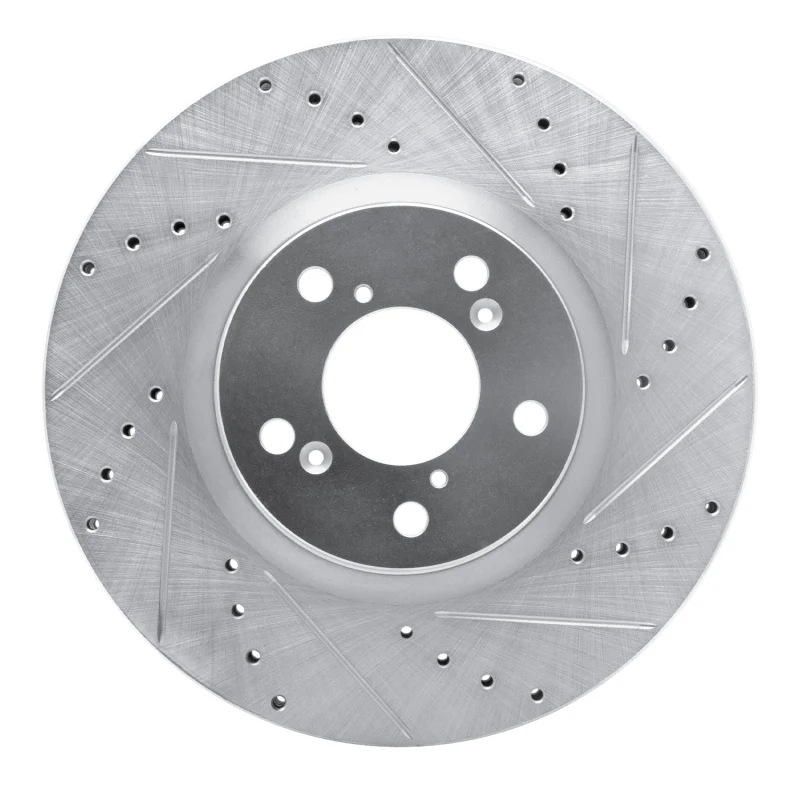 R1 07-20 Acura ZDX Front Right Drilled & Slotted Silver Brake Rotor