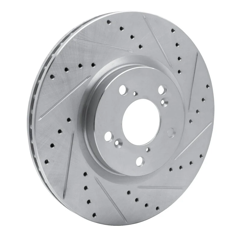 R1 07-20 Acura ZDX Front Right Drilled & Slotted Silver Brake Rotor - Image 2