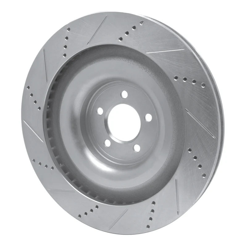 R1 08-09 Jaguar XKR Left Front Drilled & Slotted Silver Brake Rotor - Image 2