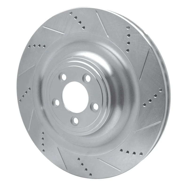 R1 08-09 Jaguar XKR Left Front Drilled & Slotted Silver Brake Rotor - Image 3