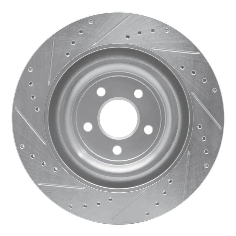 R1 08-09 Jaguar XKR Left Rear Drilled & Slotted Silver Brake Rotor - Image 2