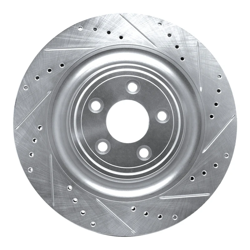 R1 08-09 Jaguar XKR Right Rear Drilled & Slotted Silver Brake Rotor