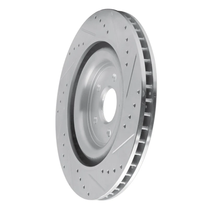 R1 08-09 Jaguar XKR Right Rear Drilled & Slotted Silver Brake Rotor - Image 2