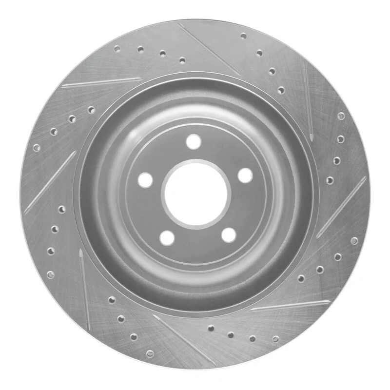 R1 08-09 Jaguar XKR Right Rear Drilled & Slotted Silver Brake Rotor - Image 5