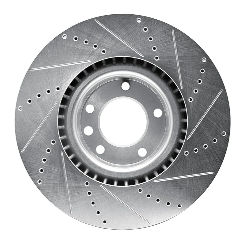 R1 08-09 Porsche CAYENNE Front Left Drilled & Slotted Silver Brake Rotor - Image 2