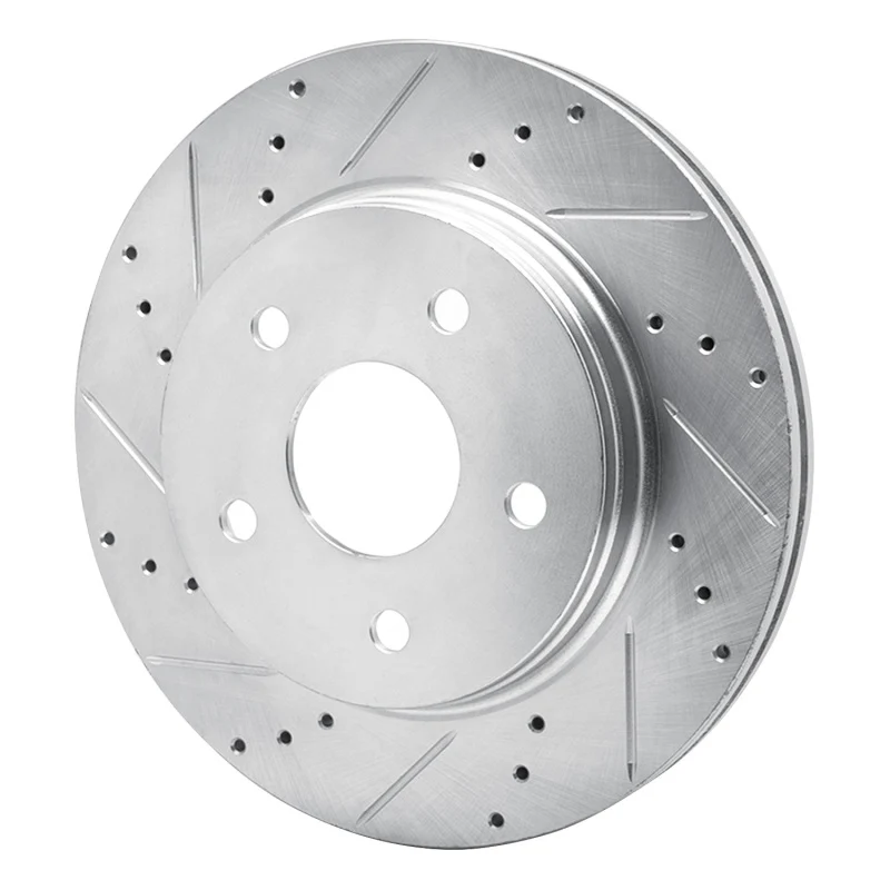 R1 08-12 Jeep J8 Front Left Drilled & Slotted Silver Brake Rotor - Image 2