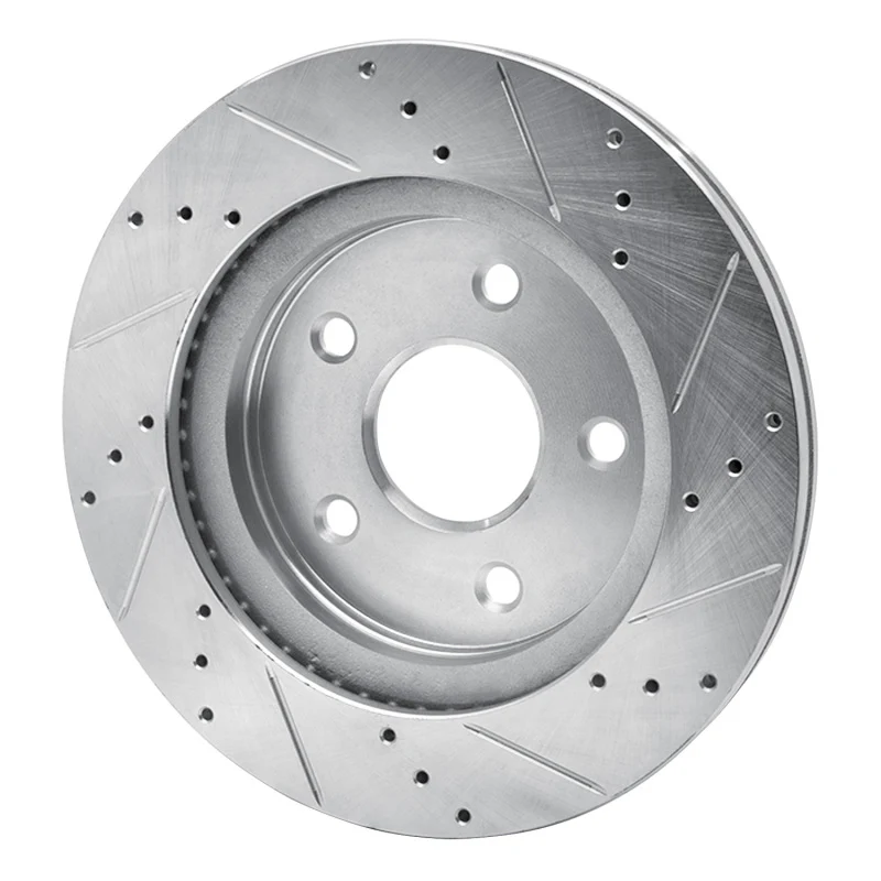 R1 08-12 Jeep J8 Front Left Drilled & Slotted Silver Brake Rotor - Image 3