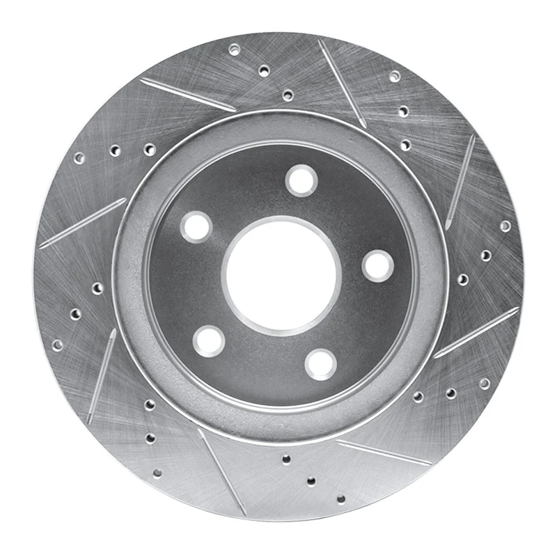R1 08-12 Jeep J8 Front Left Drilled & Slotted Silver Brake Rotor - Image 5