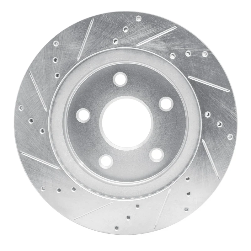R1 08-12 Jeep J8 Front Right Drilled & Slotted Silver Brake Rotor - Image 5