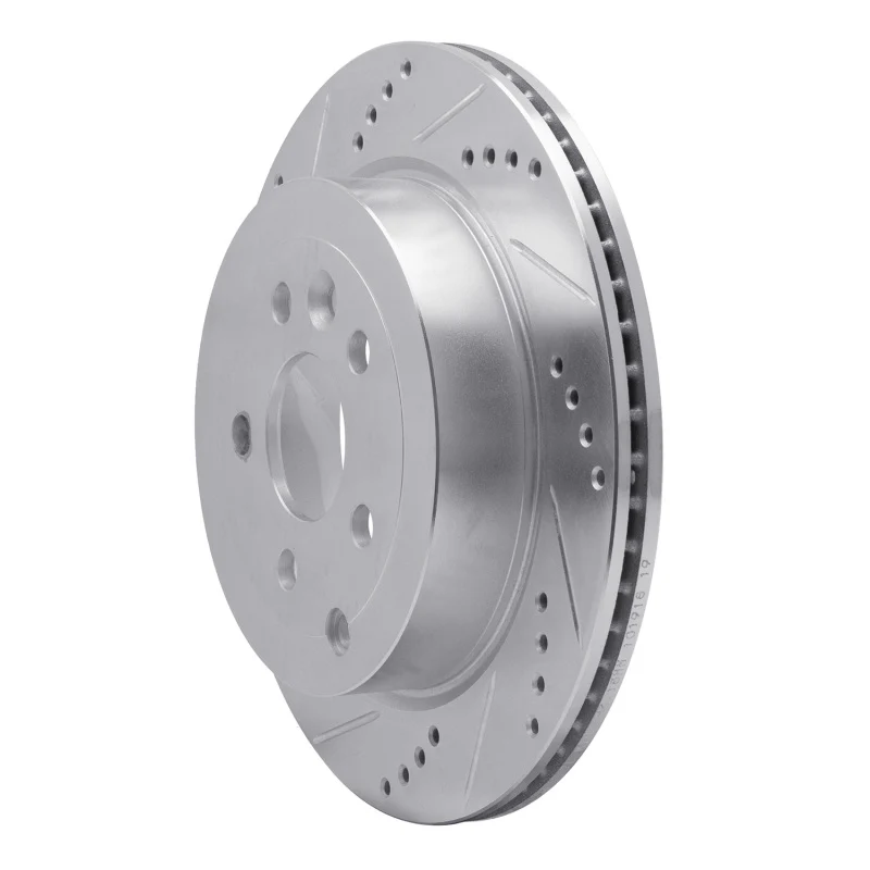 R1 08-12 Land Rover LR2 Rear Left Drilled & Slotted Silver Brake Rotor - Image 2