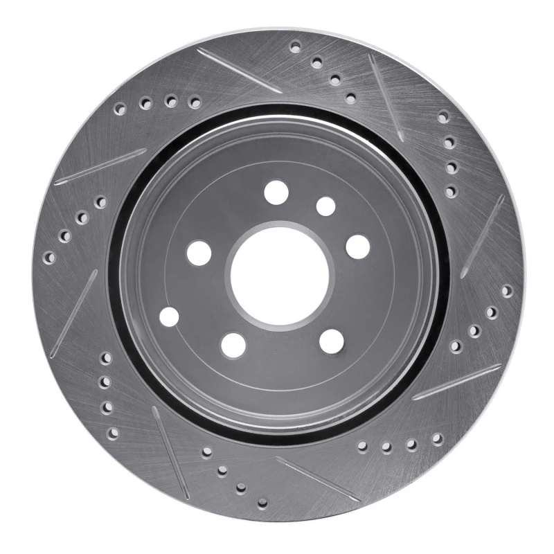 R1 08-12 Land Rover LR2 Rear Left Drilled & Slotted Silver Brake Rotor - Image 4
