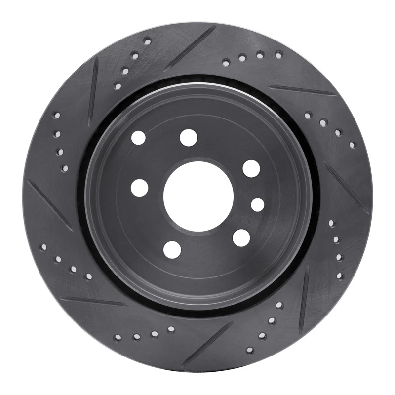 R1 08-12 Land Rover LR2 Rear Right Drilled & Slotted Silver Brake Rotor - Image 2