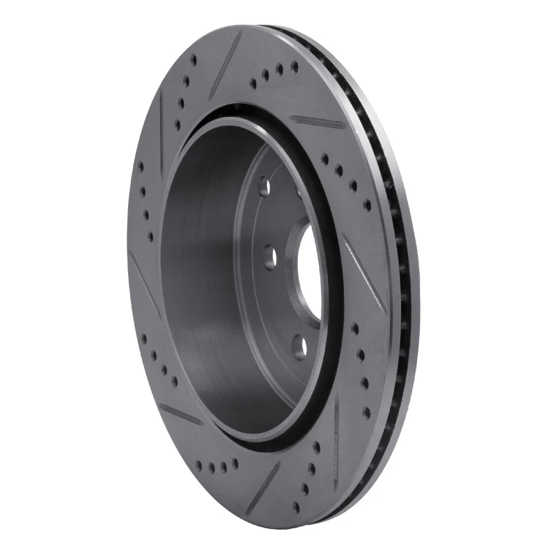 R1 08-12 Land Rover LR2 Rear Right Drilled & Slotted Silver Brake Rotor - Image 4