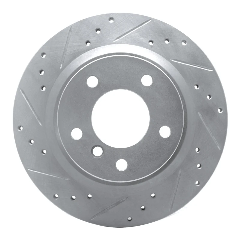 R1 08-13 BMW 128I Rear Left Drilled & Slotted Silver Brake Rotor