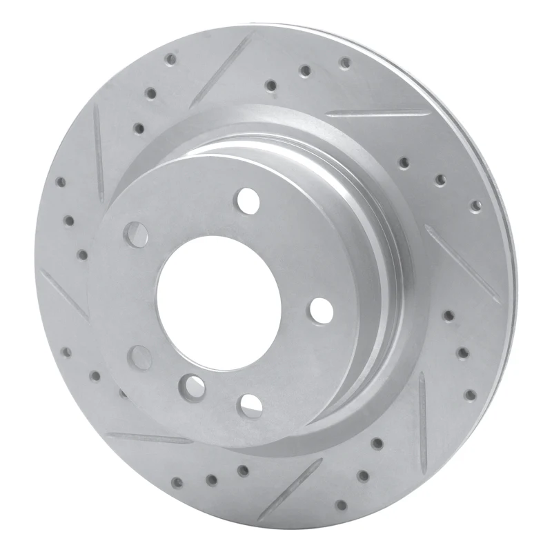 R1 08-13 BMW 128I Rear Left Drilled & Slotted Silver Brake Rotor - Image 2