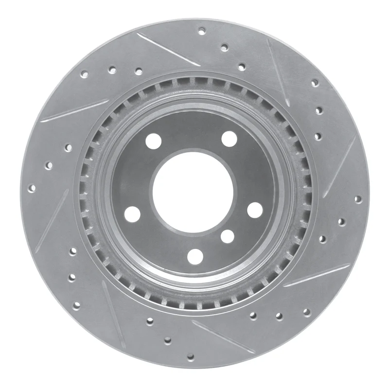 R1 08-13 BMW 128I Rear Left Drilled & Slotted Silver Brake Rotor - Image 3