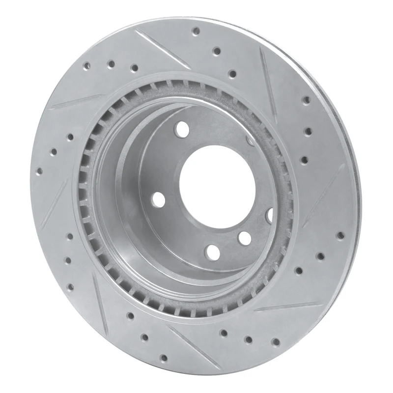 R1 08-13 BMW 128I Rear Left Drilled & Slotted Silver Brake Rotor - Image 5