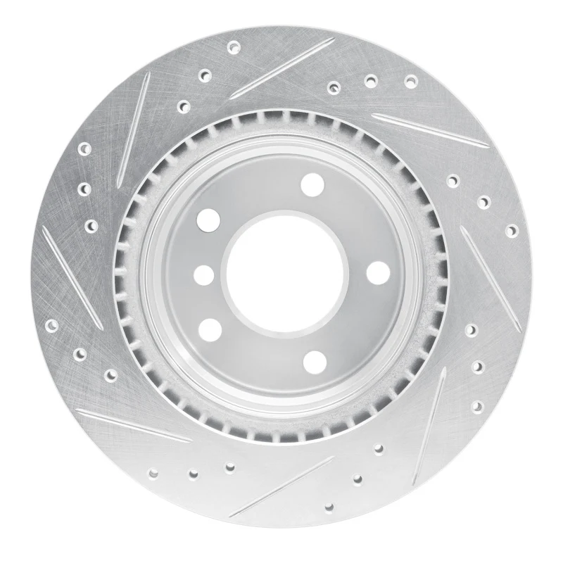 R1 08-13 BMW 128I Rear Right Drilled & Slotted Silver Brake Rotor - Image 3