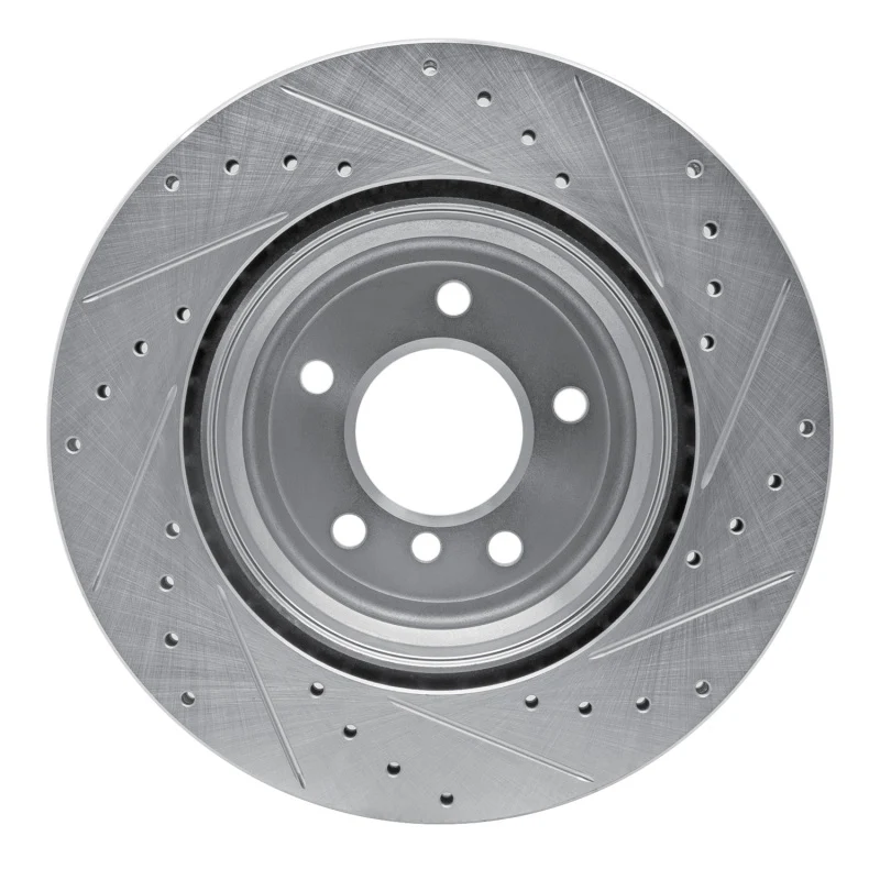 R1 08-13 BMW 135I Rear Left Drilled & Slotted Silver Brake Rotor - Image 4