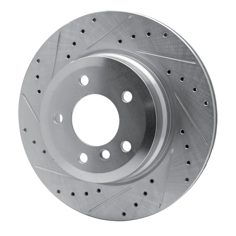 R1 08-13 BMW 135I Rear Left Drilled & Slotted Silver Brake Rotor - Image 5