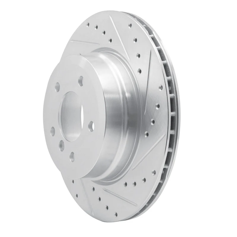 R1 08-13 BMW 135I Rear Right Drilled & Slotted Silver Brake Rotor - Image 2