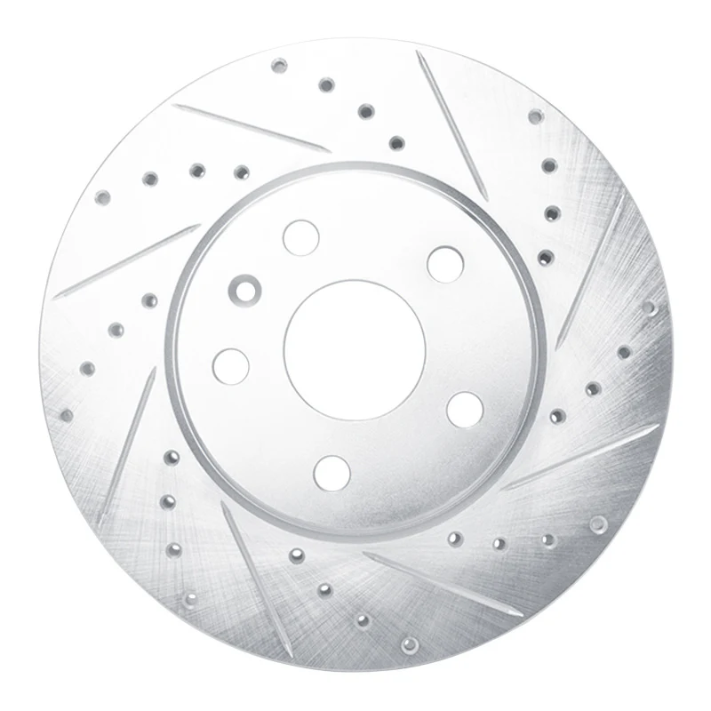 R1 08-14 Cadillac CTS Front Right Drilled & Slotted Silver Brake Rotor