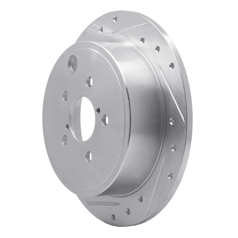 R1 08-15 Subaru Impreza Rear Left Drilled & Slotted Silver Brake Rotor - Image 4