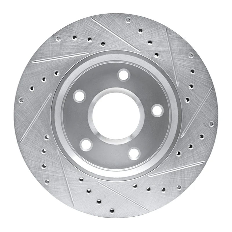 R1 08-16 Chrysler Town & Country Front Left Drilled & Slotted Silver Brake Rotor - Image 2
