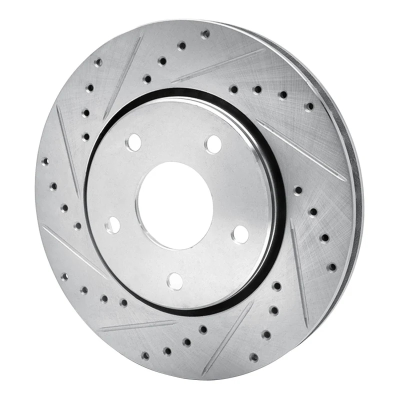 R1 08-16 Chrysler Town & Country Front Left Drilled & Slotted Silver Brake Rotor - Image 3