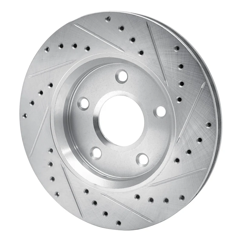 R1 08-16 Chrysler Town & Country Front Left Drilled & Slotted Silver Brake Rotor - Image 4